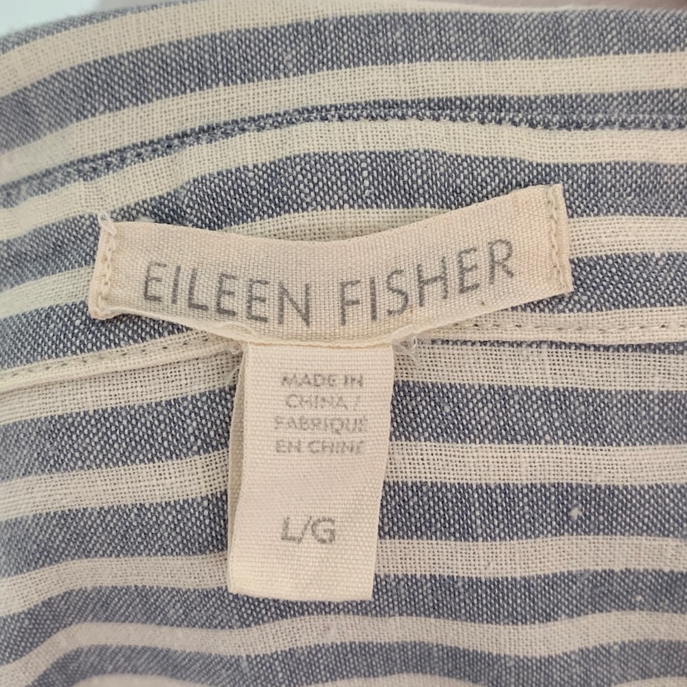 Eileen Fisher Chambray Hemp Cotton Stripe Shirt Dress - Picture 12 of 15